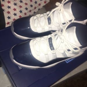 Air Jordan’s 11’s special edition.Navy blue/white